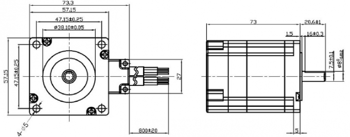 Wymiary mechaniczne silnika 573S09-EC-1000