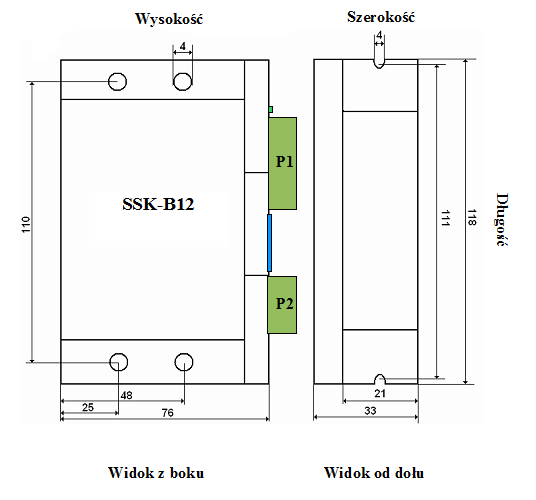 Wymiary sterownika SSK-B12