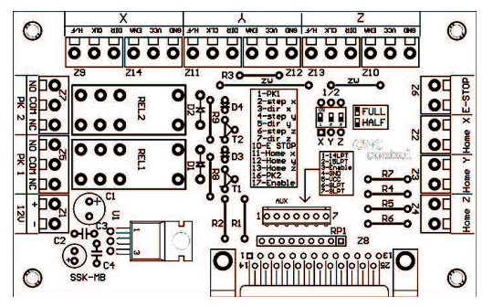 Schemat montażowy i wykaz elementów płyty głównej SSK-MB1
