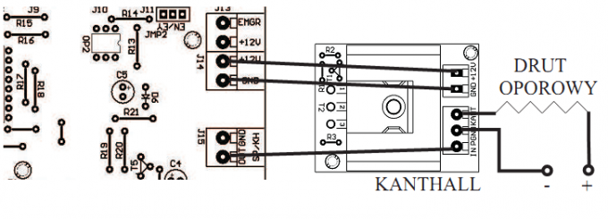 Schemat instalacji modułu rozszerzeń Kanthall do płyty SSK-MB2